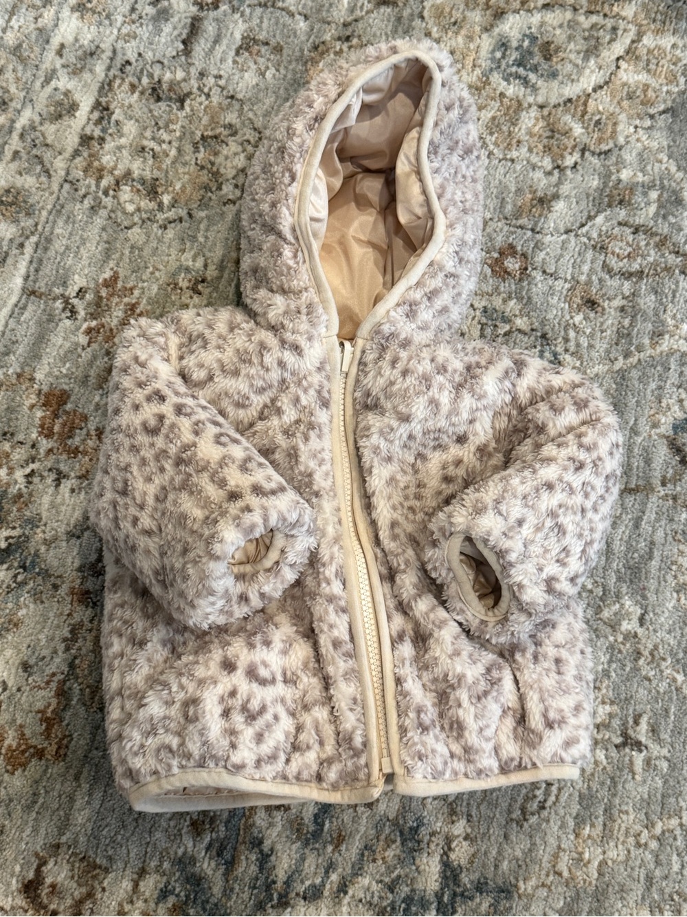 GAP Baby Faux Fur Reversible Jacket - Taupe & Cream - Picture 2 of 5